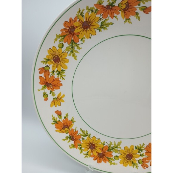 Taylor Smith And Taylor Springdale Daisy Platter Round Yellow Orange MCM 12.25" - Picture 2 of 5